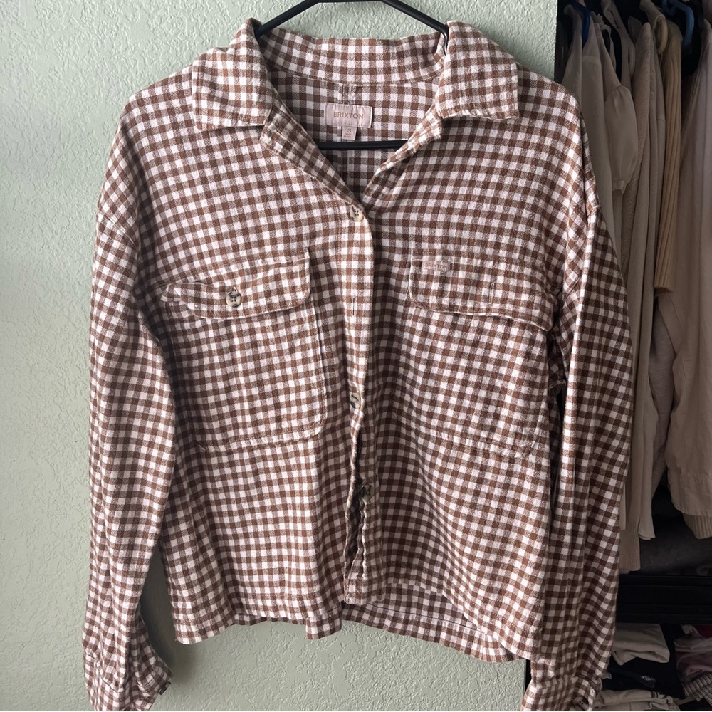 Cropped Brown Gingham Flannel